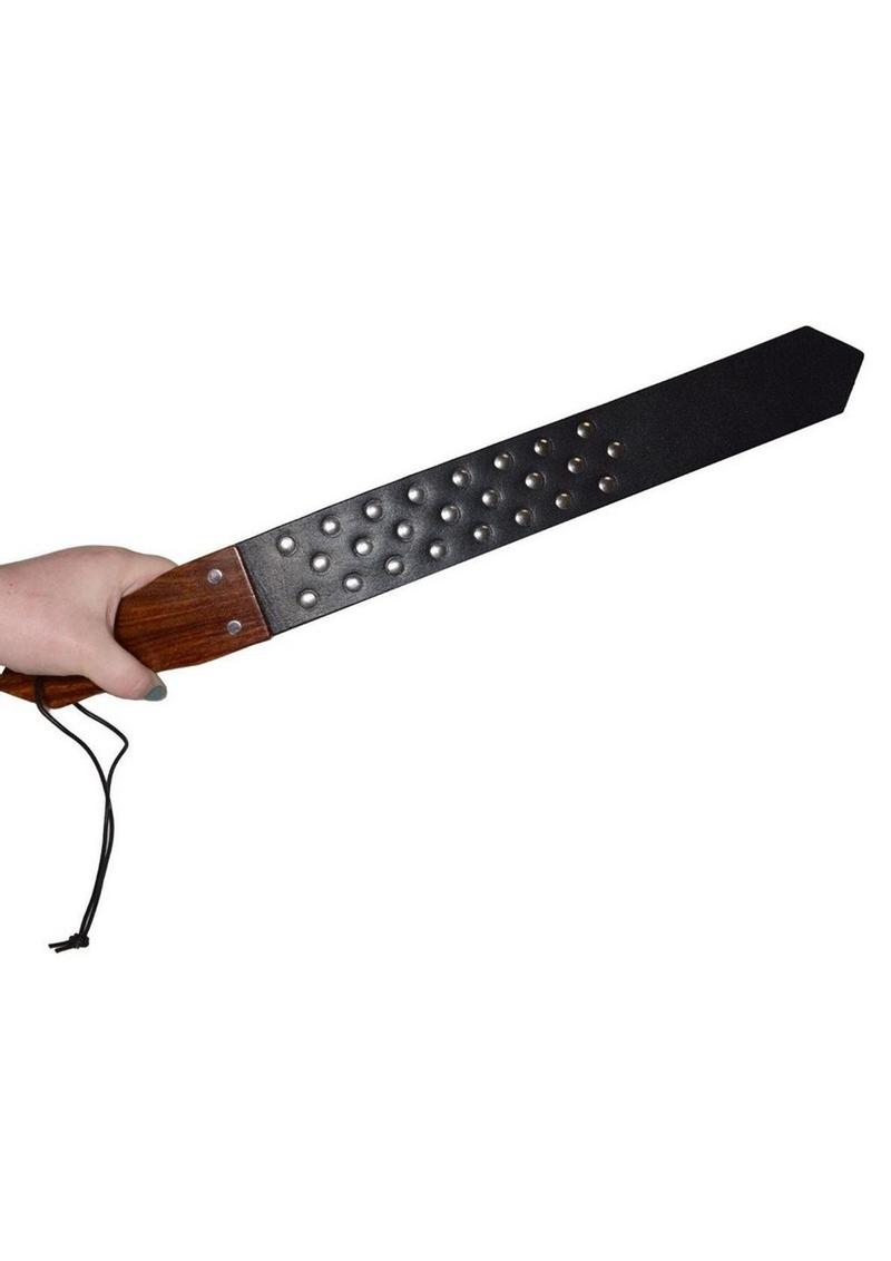 Load image into Gallery viewer, Prowler Red Leather and Wood Studded Paddle - Black/Brown
