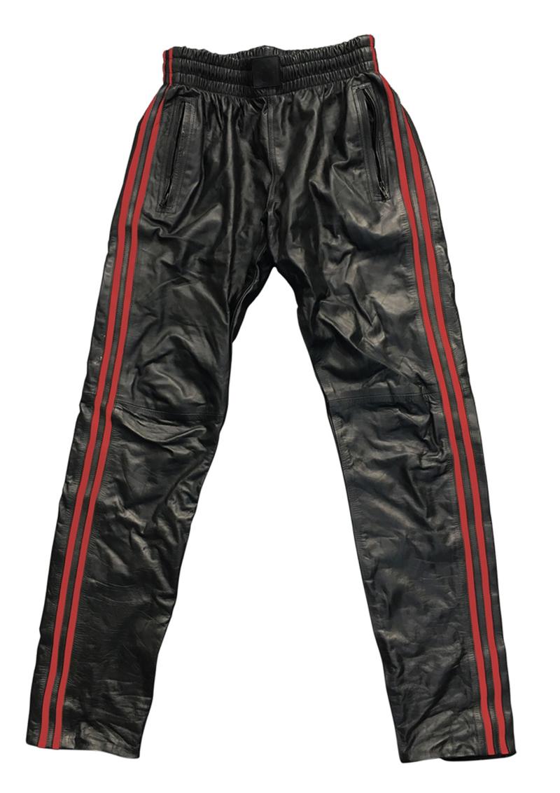 Load image into Gallery viewer, Prowler Red Leather Joggers - Black/Red - Large
