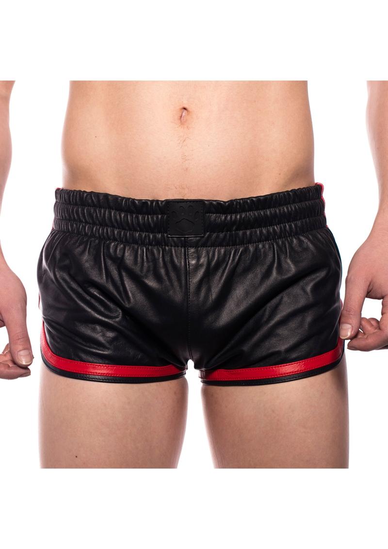 Load image into Gallery viewer, Prowler Red Leather Sport Shorts - Black/Red - Large
