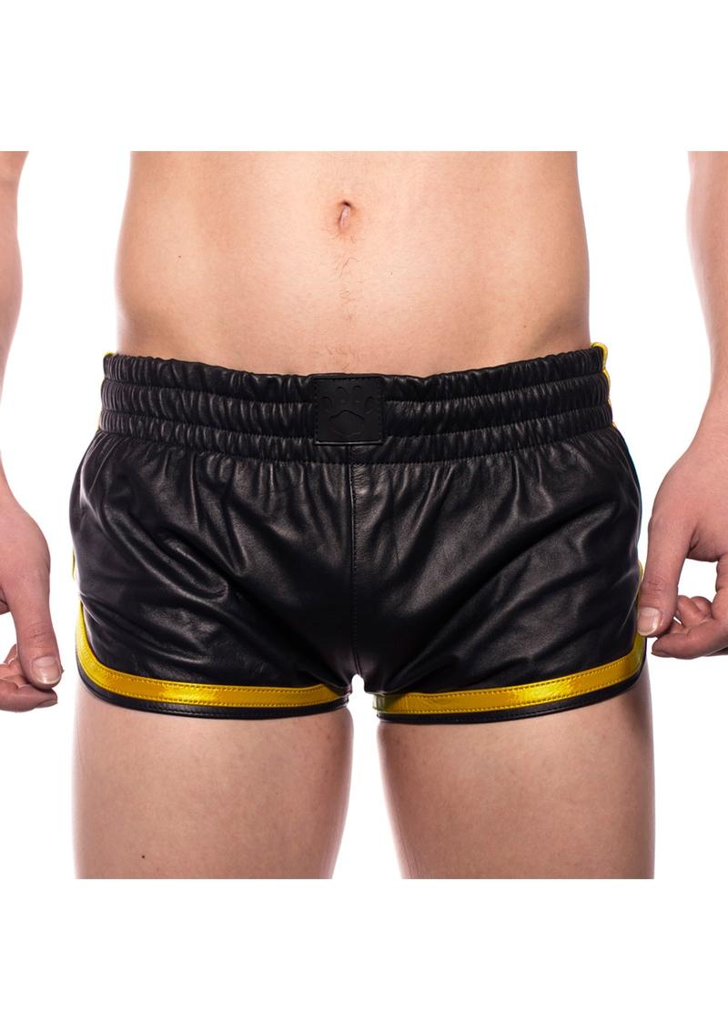 Load image into Gallery viewer, Prowler Red Leather Sport Shorts - Black/Yellow - Small
