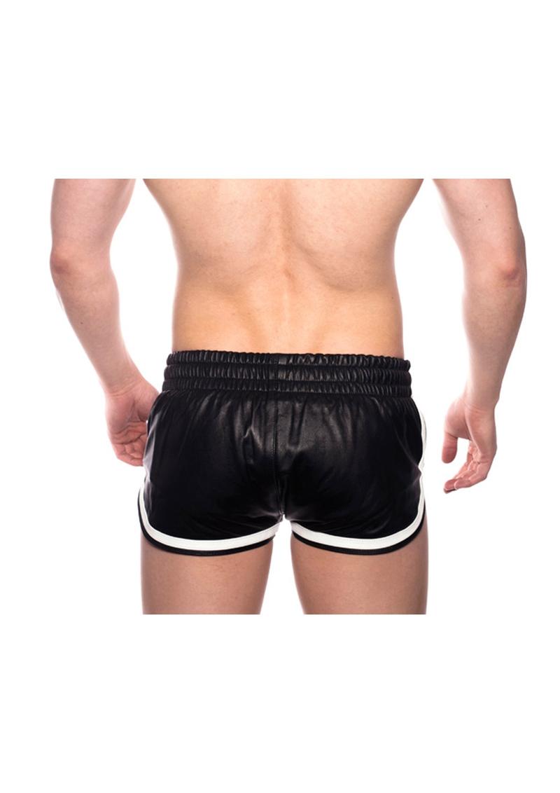 Load image into Gallery viewer, Prowler Red Leather Sport Shorts - Black/White - XLarge
