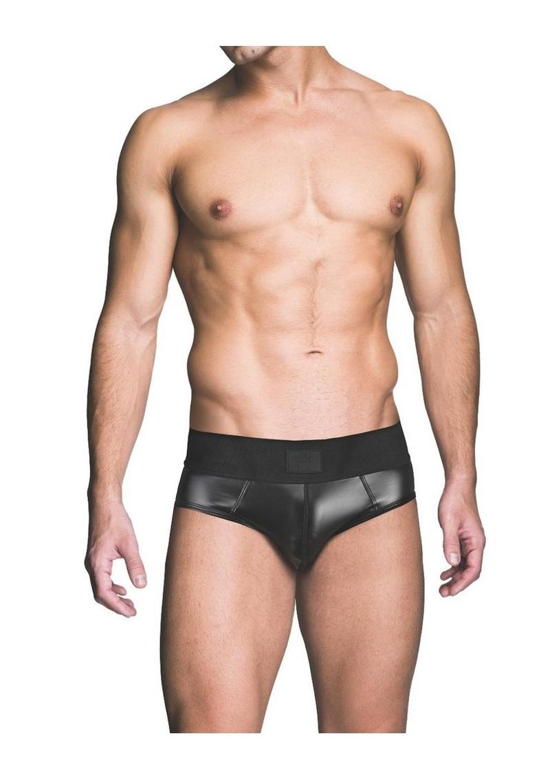 Load image into Gallery viewer, Prowler Red Wetlook Ass-Less Brief - Black - Small
