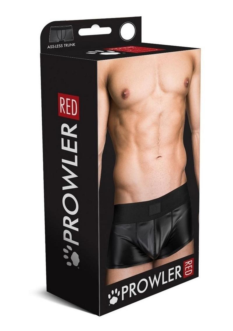 Load image into Gallery viewer, Prowler Red Wetlook Ass-Less Trunk - Black - Large
