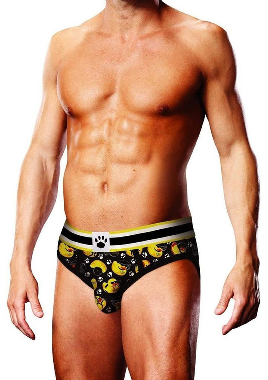 Prowler BDSM Rubber Ducks Brief - Black/Yellow - XXLarge