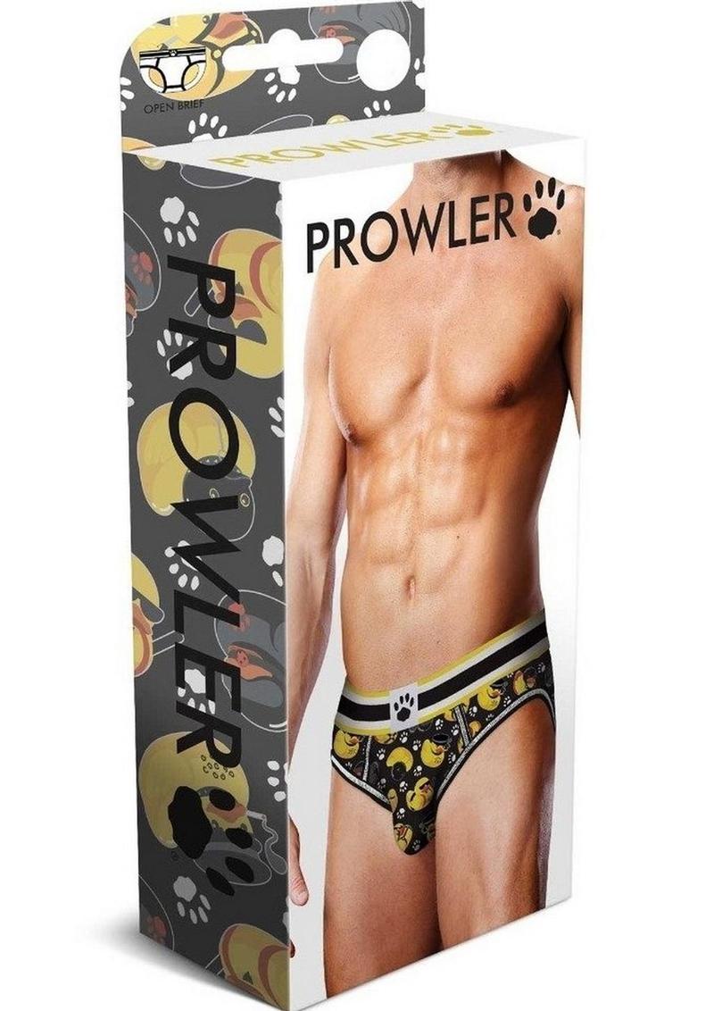 Load image into Gallery viewer, Prowler BDSM Rubber Ducks Open Brief - Black/Yellow - Small
