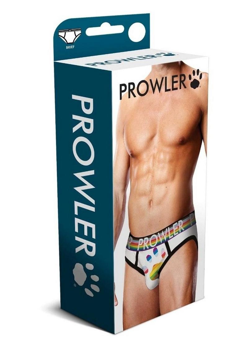 Load image into Gallery viewer, Prowler White Oversized Paw Brief - Multicolor/Rainbow/White - Small
