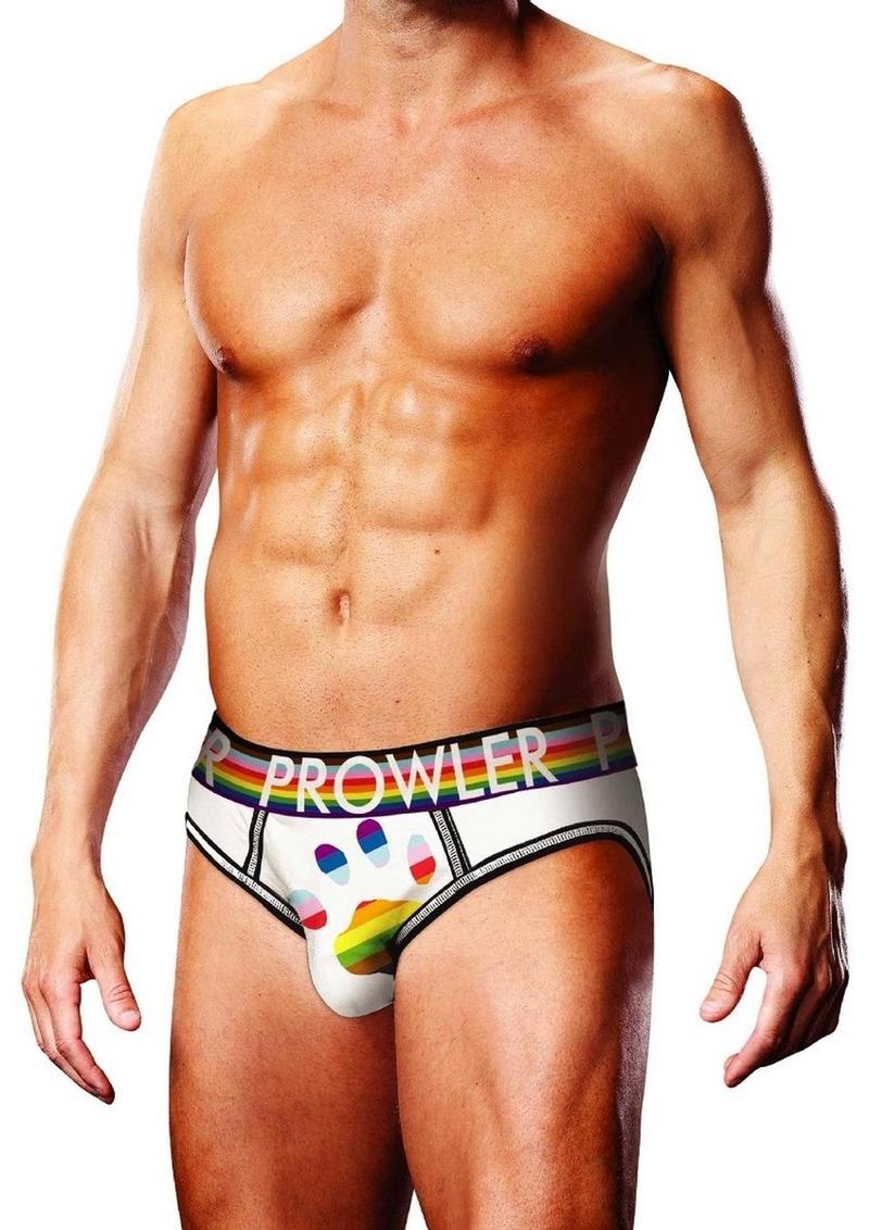 Load image into Gallery viewer, Prowler White Oversized Paw Open Brief - Multicolor/Rainbow/White - Large
