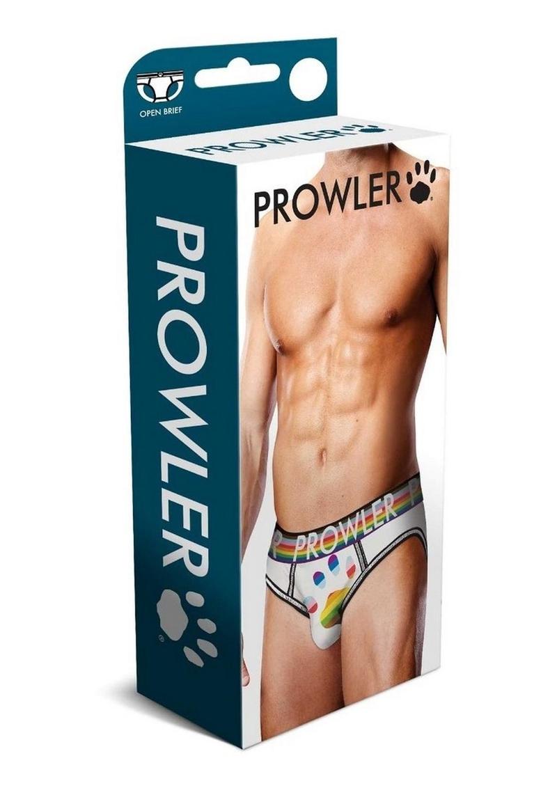 Load image into Gallery viewer, Prowler White Oversized Paw Open Brief - Multicolor/Rainbow/White - Large
