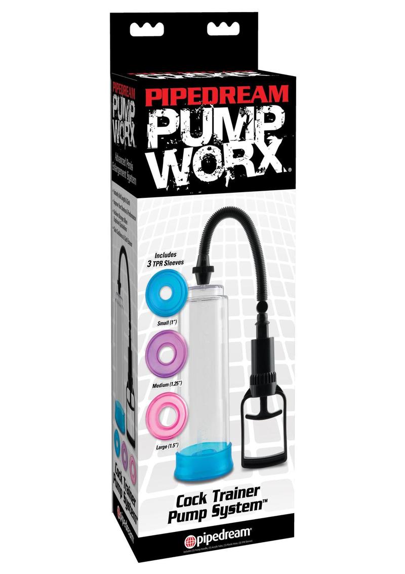 Load image into Gallery viewer, Pump Worx Cock Trainer Pump System with 3 Sleeves - Clear
