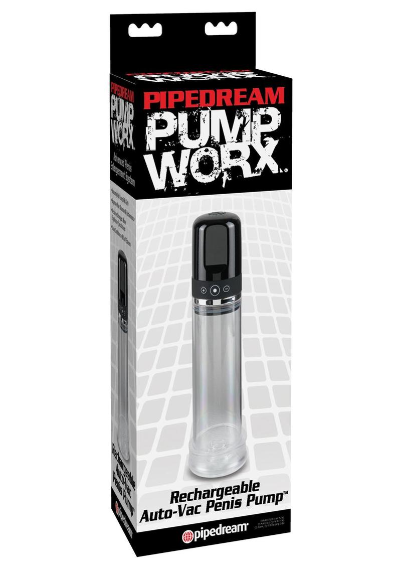 Load image into Gallery viewer, Pump Worx Rechargeable 3-Speed Auto-Vac Penis Pump - Black/Clear
