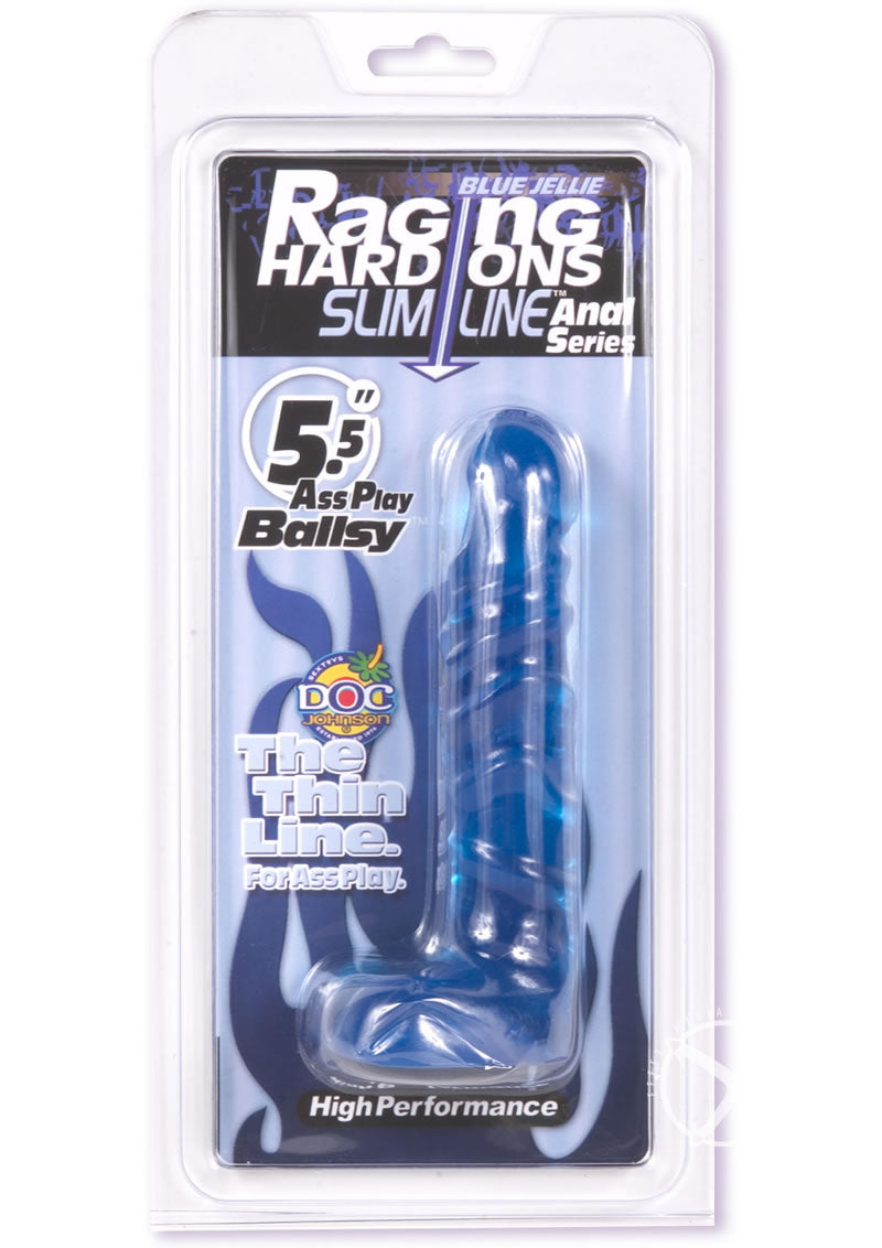 Load image into Gallery viewer, Raging Hard-Ons - Slimline Anal Series - Ass Play Ballsy Dildo with Balls - Blue/Cobalt Blue - 5.5in
