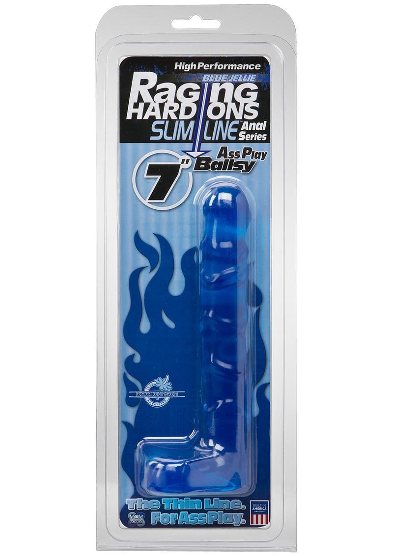 Load image into Gallery viewer, Raging Hard-Ons - Slimline Anal Series - Ass Play Ballsy Dildo with Balls - Blue/Cobalt Blue - 7in
