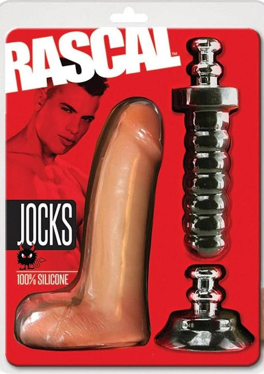 Rascal Jock Brent Silicone Cock Dildo with Silicone Handle and Suction Cup Base - Vanilla - 8in