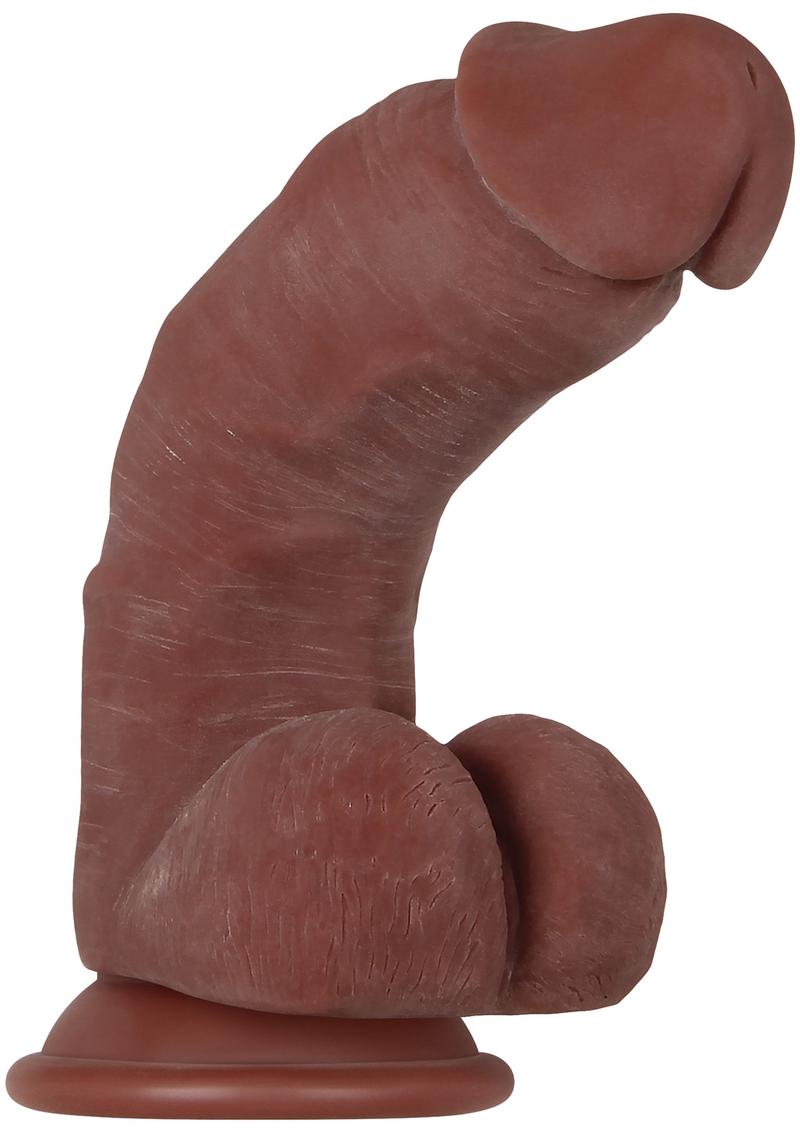 Load image into Gallery viewer, Real Supple Girthy Poseable Dildo with Balls - Chocolate - 8.5in
