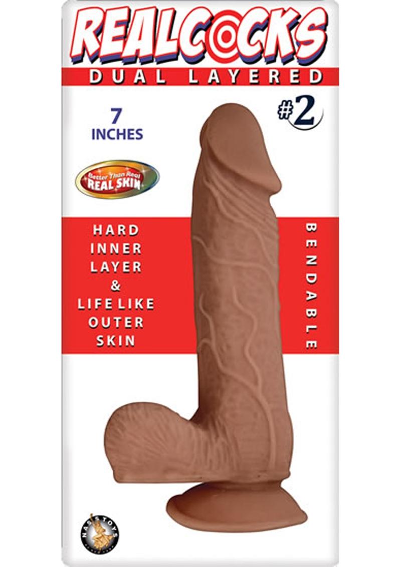 Load image into Gallery viewer, Realcocks Dual Layered #2 Bendable Dildo - Brown/Caramel - 7in
