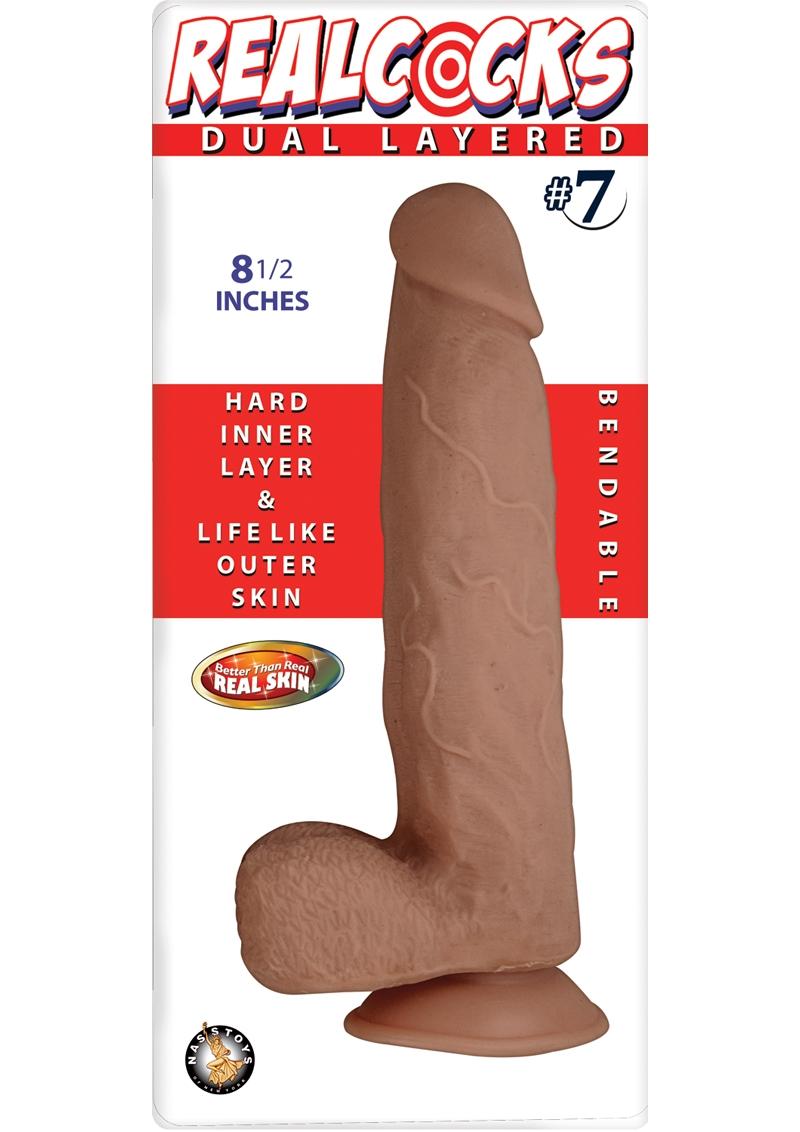 Load image into Gallery viewer, Realcocks Dual Layered #7 Bendable Dildo - Brown/Caramel - 8.5in
