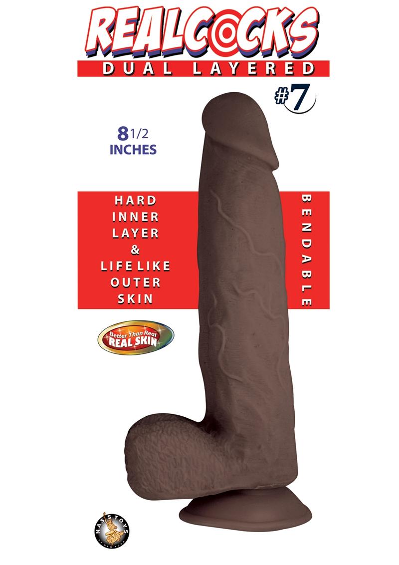 Load image into Gallery viewer, Realcocks Dual Layered #7 Bendable Dildo - Brown/Chocolate - 8.5in
