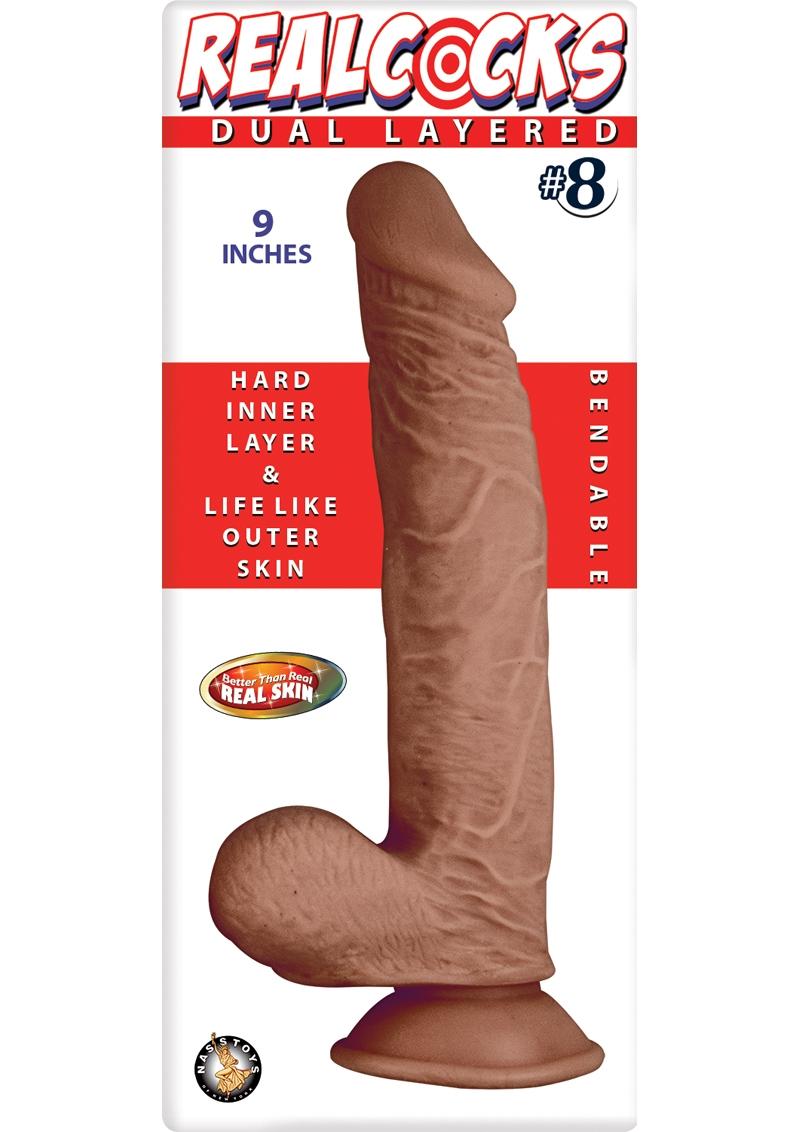 Load image into Gallery viewer, Realcocks Dual Layered #8 Bendable Dildo - Brown/Caramel - 9in
