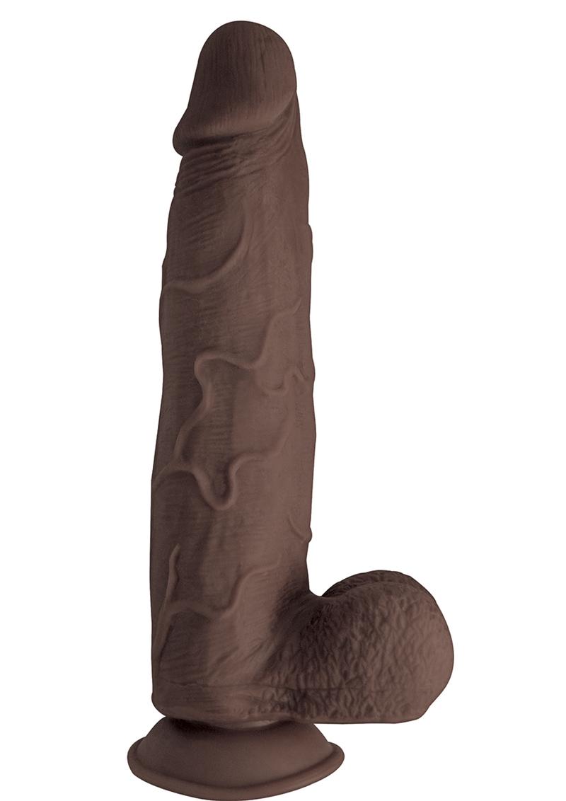 Load image into Gallery viewer, Realcocks Dual Layered #9 Bendable Thick Dildo - Chocolate - 9in
