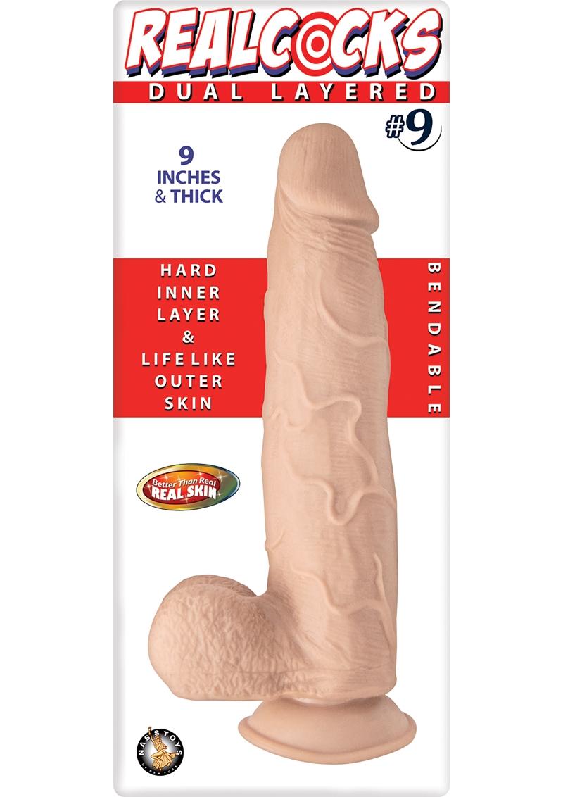 Load image into Gallery viewer, Realcocks Dual Layered #9 Bendable Thick Dildo - Vanilla - 9in
