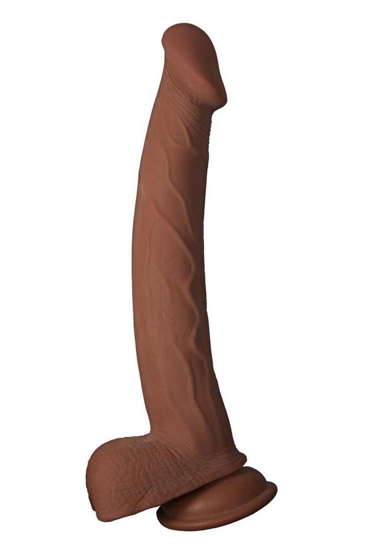 Load image into Gallery viewer, Realcocks Dual Layered Bendable Dildo - Chocolate - 11in
