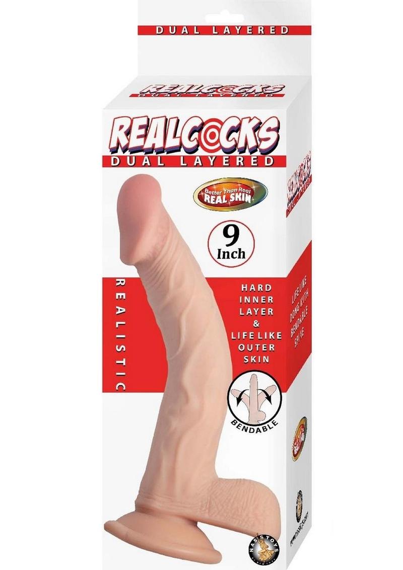 Load image into Gallery viewer, Realcocks Dual Layered Bendable Dildo - Vanilla - 9in
