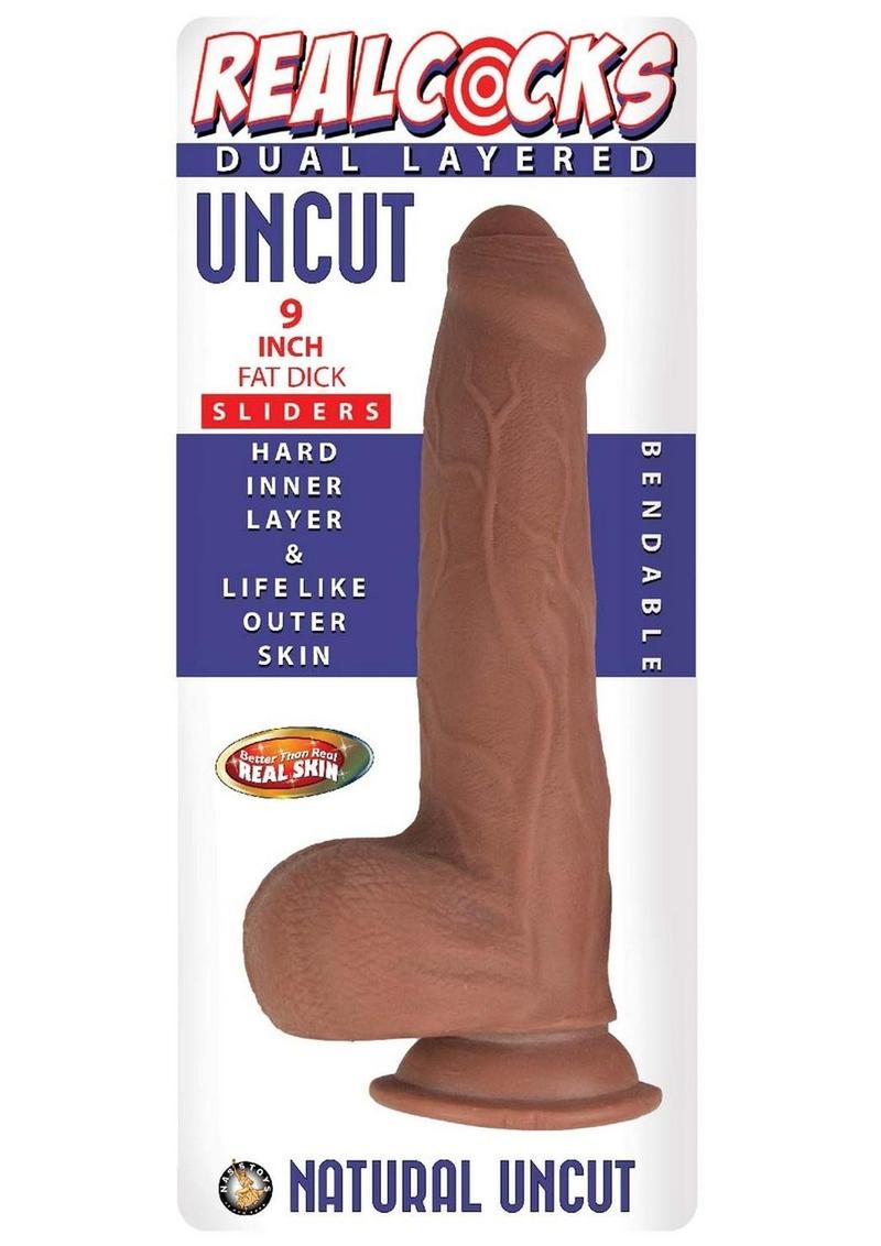 Load image into Gallery viewer, Realcocks Dual Layered Uncut Slider Fat Dick Dildo - Caramel - 9in
