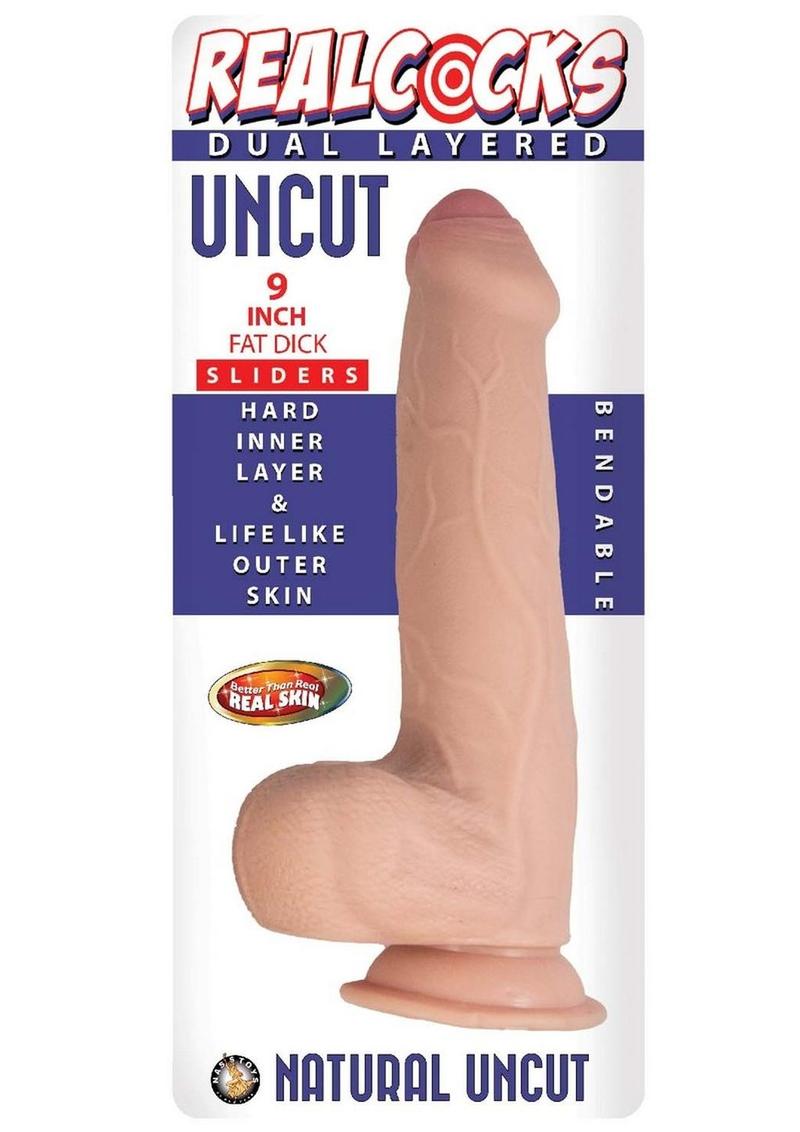 Load image into Gallery viewer, Realcocks Dual Layered Uncut Slider Fat Dick Dildo - Vanilla - 9in
