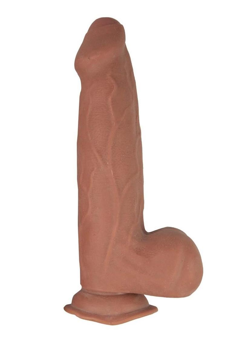 Load image into Gallery viewer, Realcocks Dual Layered Uncut Slider Thick Shaft Dildo - Caramel - 9.25in
