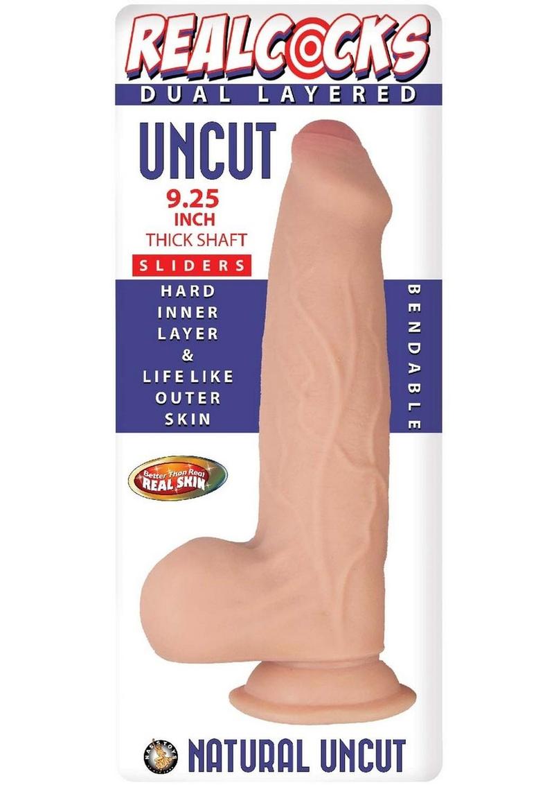 Load image into Gallery viewer, Realcocks Dual Layered Uncut Slider Thick Shaft Dildo - Vanilla - 9.25in
