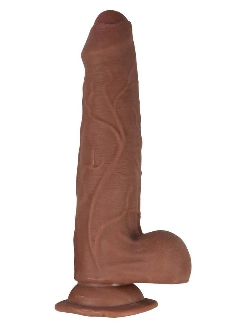 Load image into Gallery viewer, Realcocks Dual Layered Uncut Slider Thin Tip Dildo - Caramel - 8.5in
