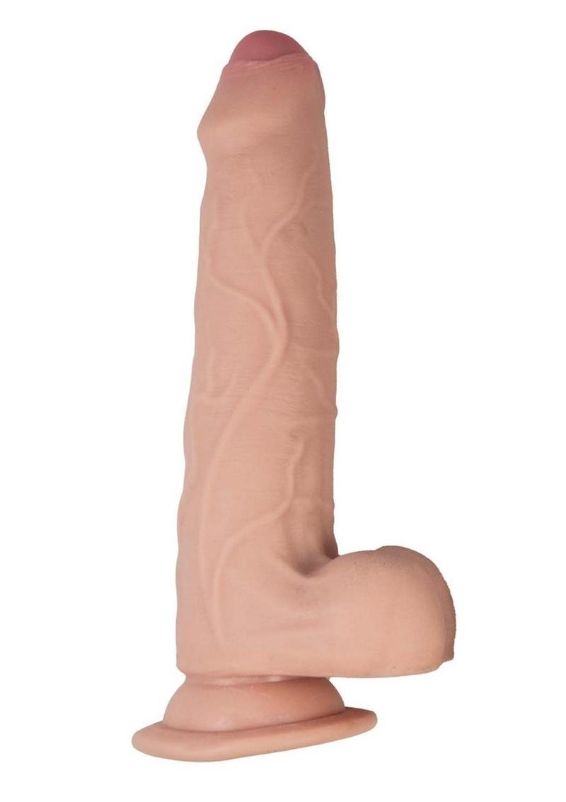 Load image into Gallery viewer, Realcocks Dual Layered Uncut Slider Thin Tip Dildo - Vanilla - 8.5in
