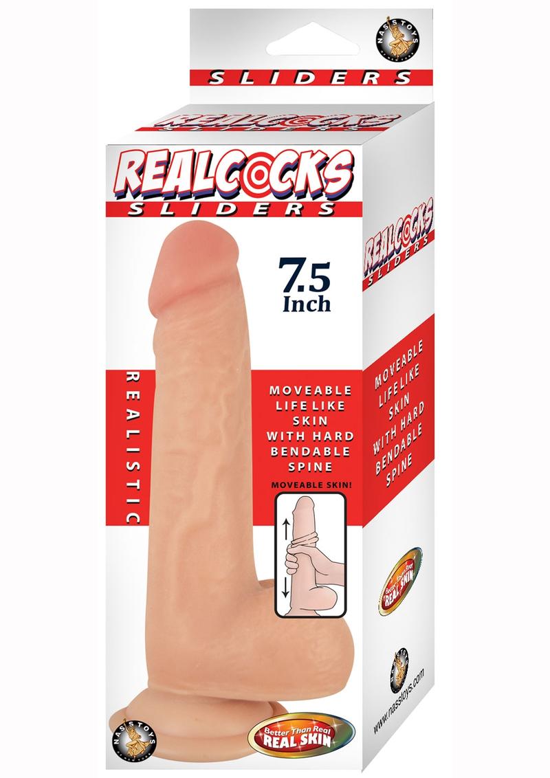 Load image into Gallery viewer, Realcocks Sliders Dildo with Balls - Vanilla - 7.5in
