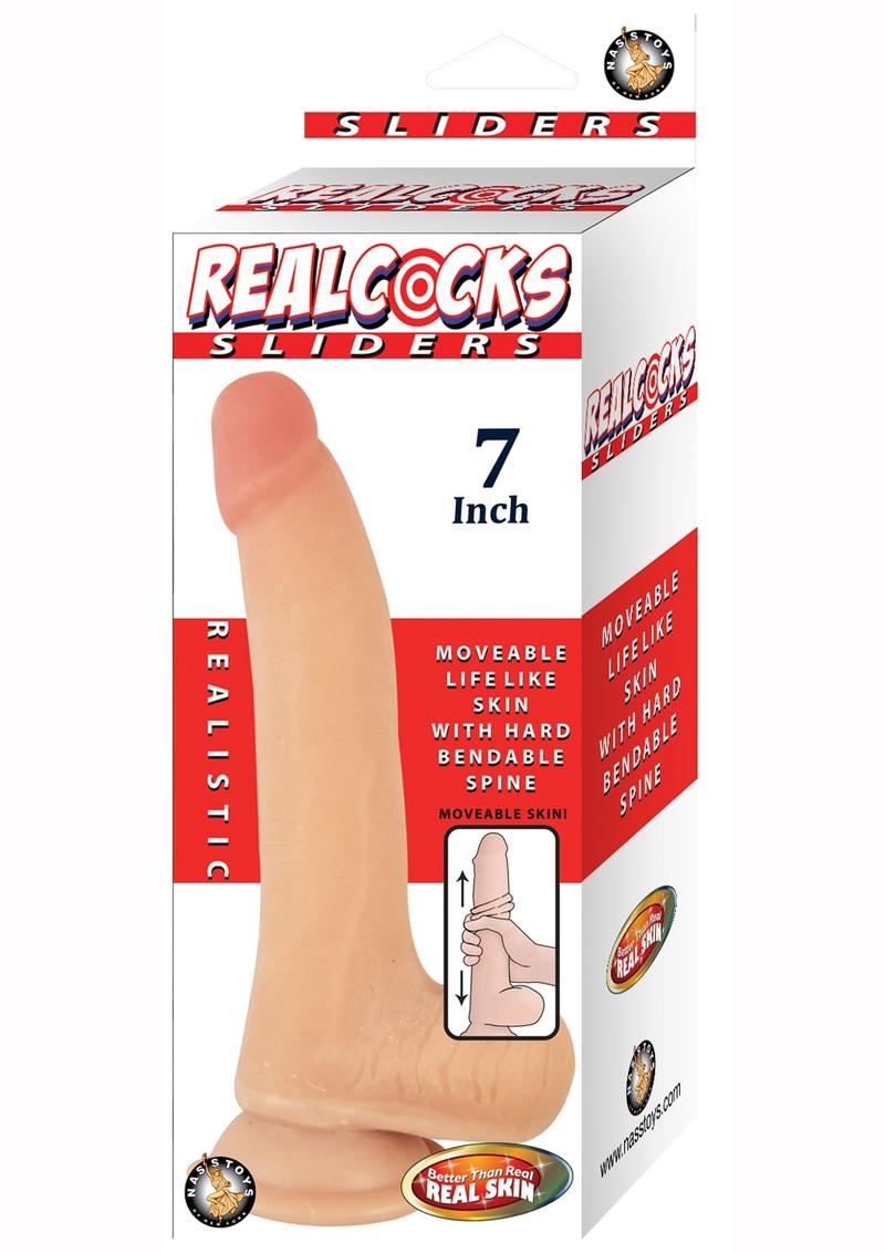 Load image into Gallery viewer, Realcocks Sliders Dildo with Balls - Vanilla - 7in
