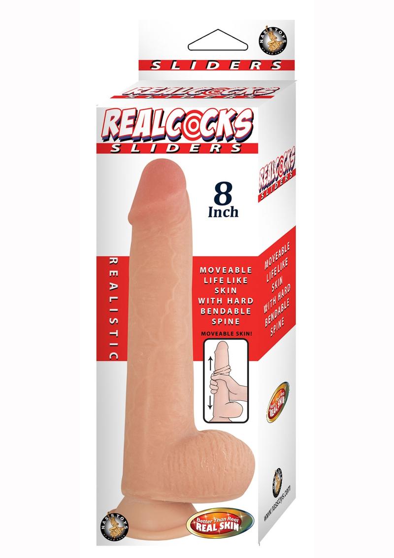 Load image into Gallery viewer, Realcocks Sliders Dildo with Balls - Vanilla - 8in
