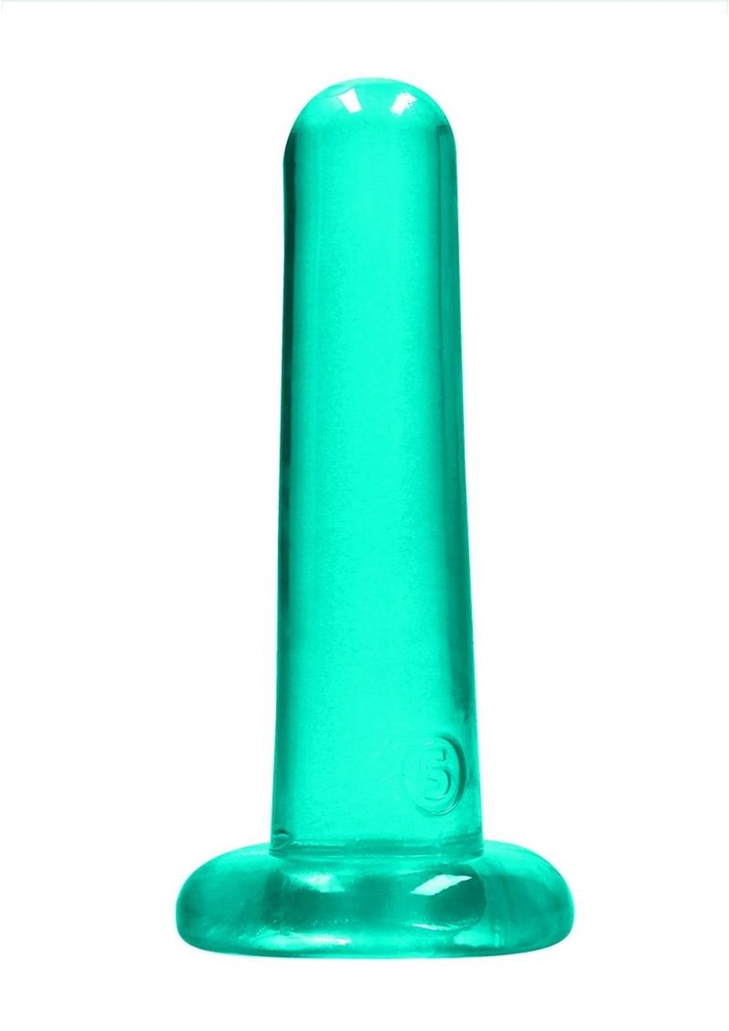 Load image into Gallery viewer, Realrock Crystal Clear Dildo with Suction Cup - Clear/Green - 5.3in
