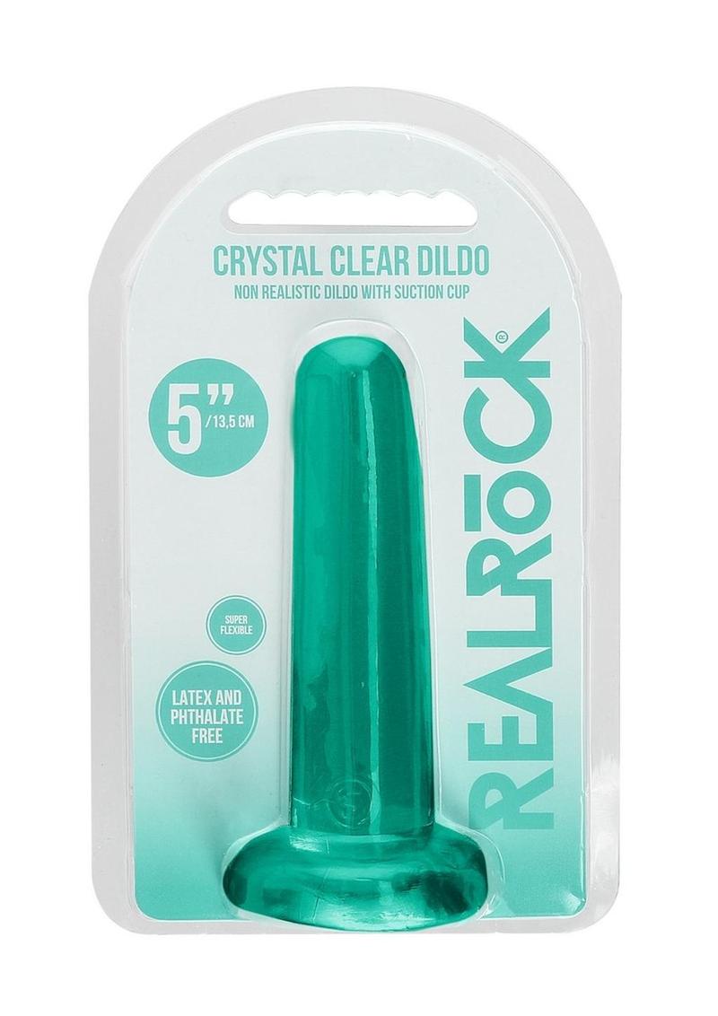 Load image into Gallery viewer, Realrock Crystal Clear Dildo with Suction Cup - Clear/Green - 5.3in
