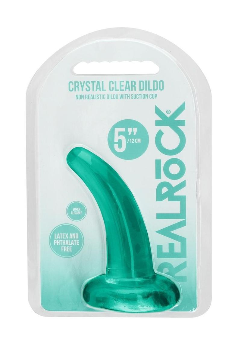 Load image into Gallery viewer, Realrock Crystal Clear Dildo with Suction Cup - Clear/Green - 4.5in
