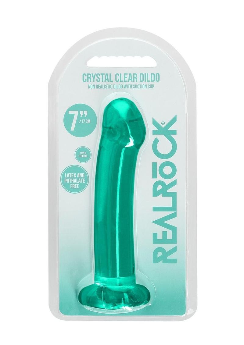 Load image into Gallery viewer, Realrock Crystal Clear Dildo with Suction Cup - Clear/Green - 6.7in

