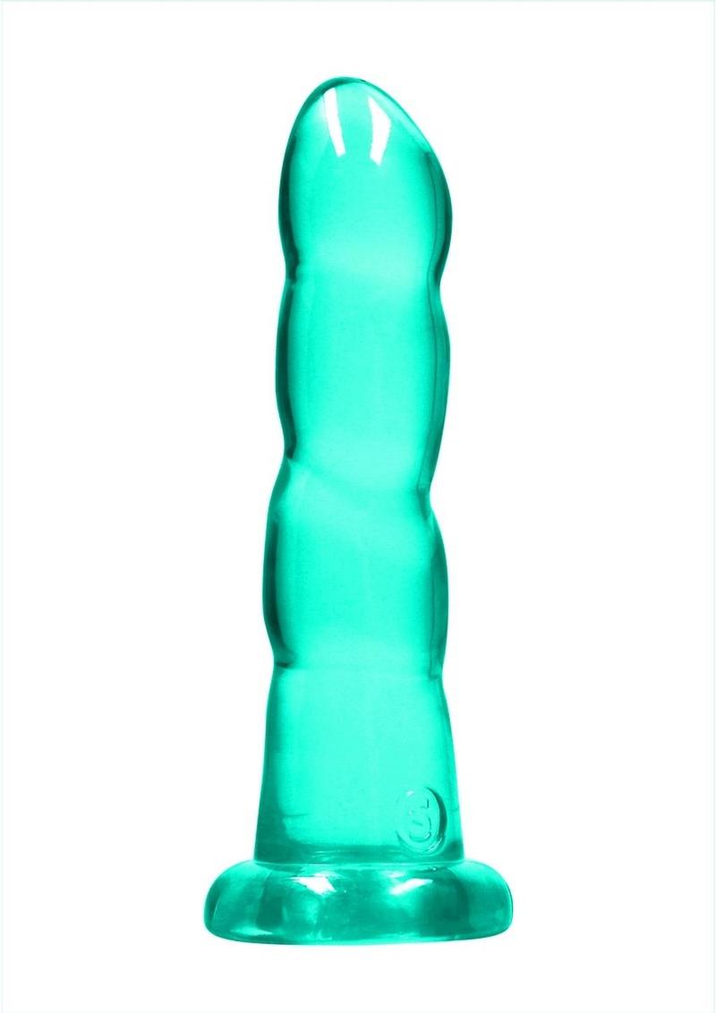 Load image into Gallery viewer, Realrock Crystal Clear Dildo with Suction Cup - Clear/Green - 7in
