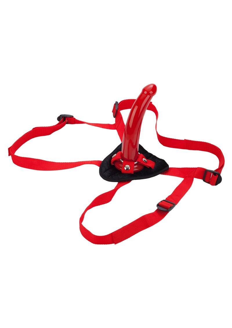 Load image into Gallery viewer, Red Rider Adjustable Strap-On with Dildo - Red - 7in
