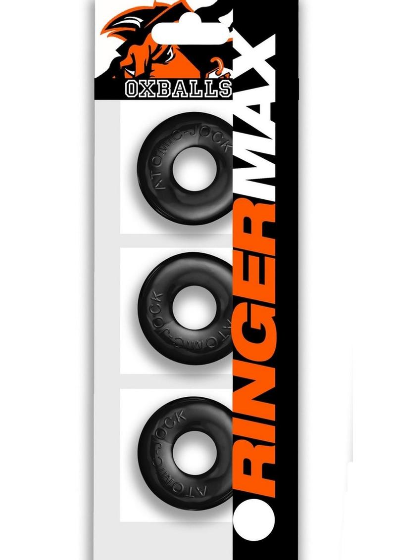 Load image into Gallery viewer, Ringer Max Cock Ring - Black - 3 Pack
