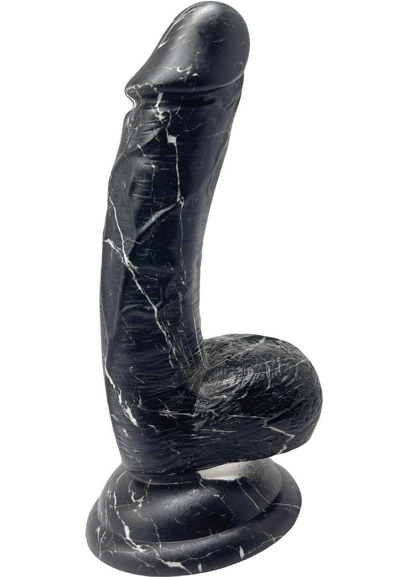 Load image into Gallery viewer, Rock Cocks Olympus Silicone Dildo - Black/White - 6.5in
