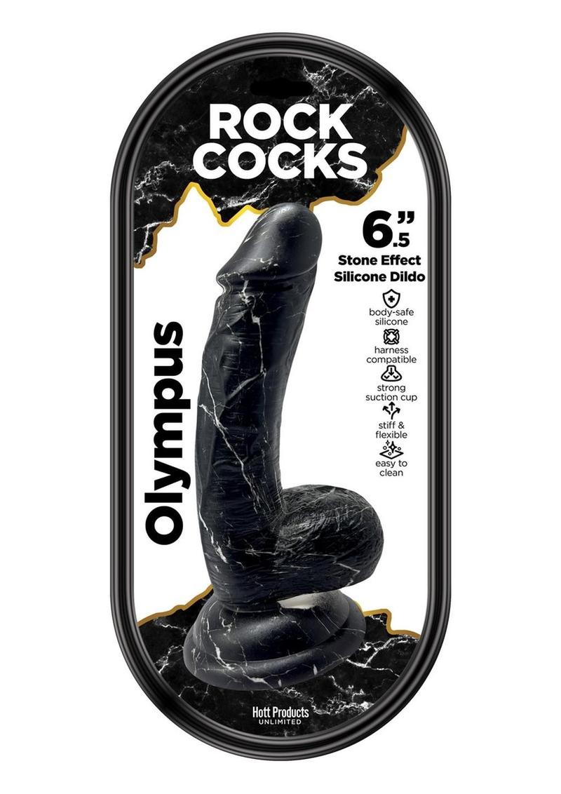 Load image into Gallery viewer, Rock Cocks Olympus Silicone Dildo - Black/White - 6.5in
