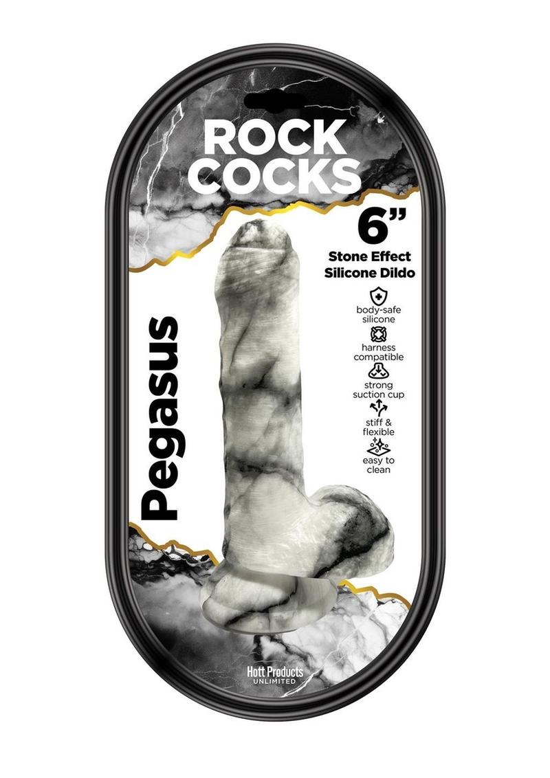 Load image into Gallery viewer, Rock Cocks Pegasus Silicone Dildo - Black/White - 6in
