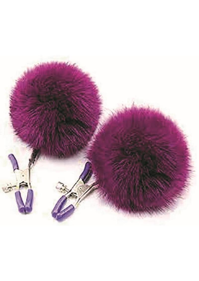 Load image into Gallery viewer, Sexy AF Nipple Clamps Puff Balls - Purple
