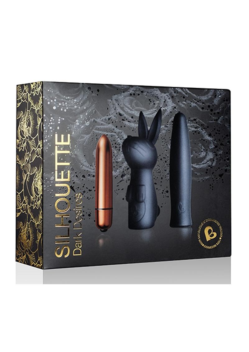 Load image into Gallery viewer, Silhouette Dark Desires Kit Silicone Sleeves and Bullet Vibrator - Black/Copper
