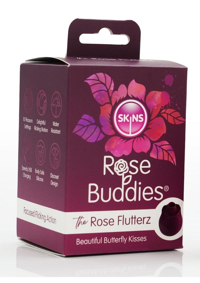 Load image into Gallery viewer, Skins Rose Buddies Rose Flutterz Rechargeable Silicone Clitoral Vibrator - Purple
