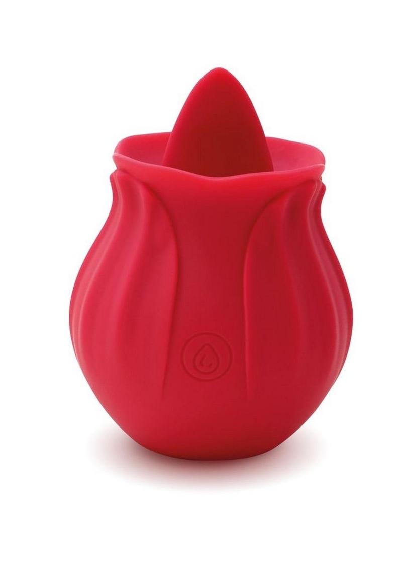 Load image into Gallery viewer, Skins Rose Buddies The Rose Lix Tongue Rechargeable Silicone Clitoral Stimulator - Red
