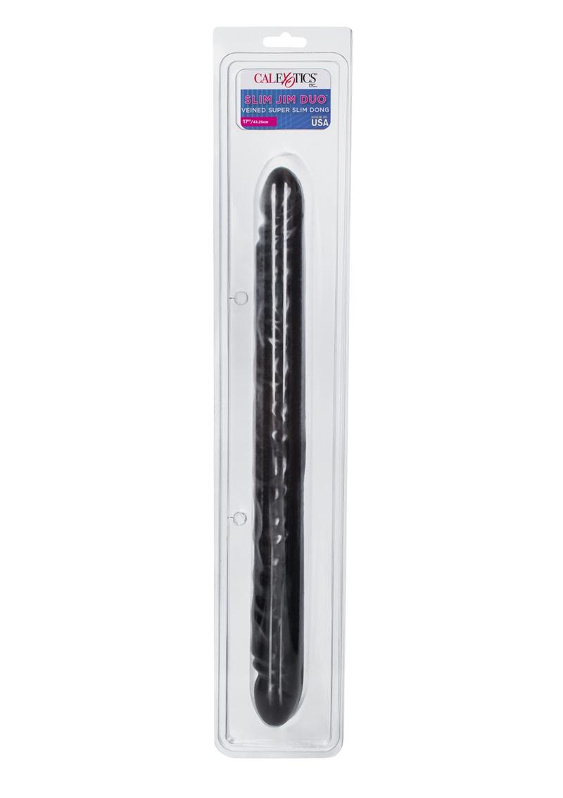 Load image into Gallery viewer, Slim Jim Duo Veined Super Slim Double Dildo - Black - 17in
